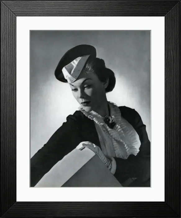 Framed Print : Model wearing Agnes hat 1937 Framed Print : Model wearing Agnes hat 1937