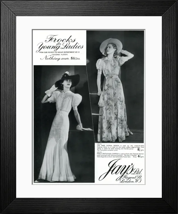 Framed Print : Advert for Jays frocks 1937 Framed Print : Advert for Jays frocks 1937