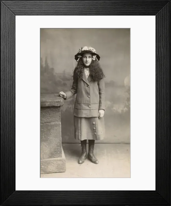 Framed Print : Studio portrait, girl in suit and hat Framed Print : Studio portrait, girl in suit and hat