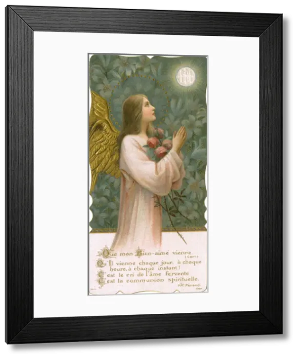 Framed Print : Chromolithograph Devotional Card - First Communion Framed Print : Chromolithograph Devotional Card - First Communion