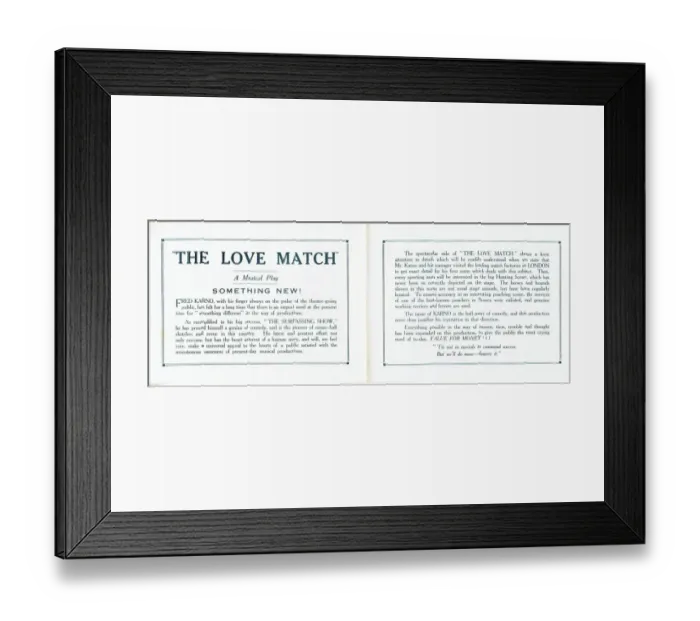 Framed Print : The Love Match by Fred Karno and Cyril Hemmington Framed Print : The Love Match by Fred Karno and Cyril Hemmington