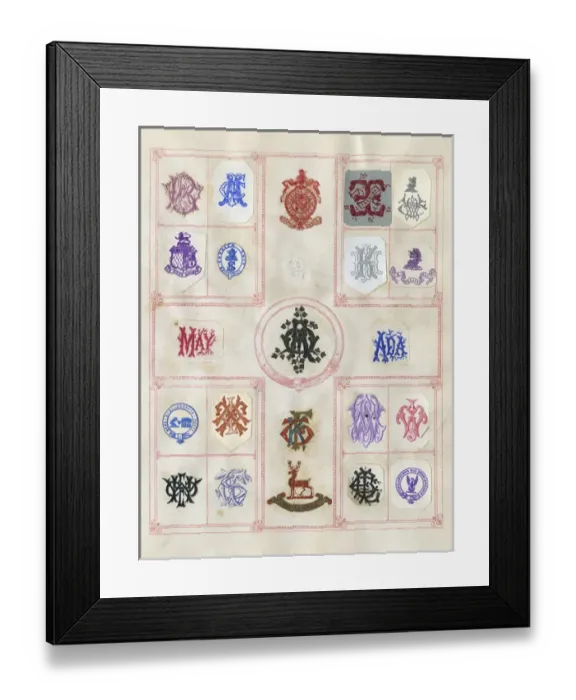 Framed Print : Loose page from a scrapbook of crests and heraldry Framed Print : Loose page from a scrapbook of crests and heraldry