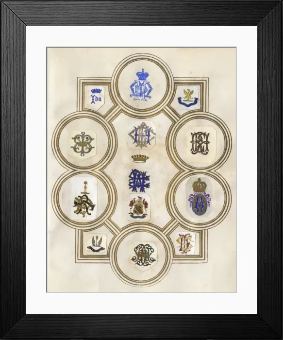 Framed Print : Loose page from a scrapbook of crests and heraldry Framed Print : Loose page from a scrapbook of crests and heraldry