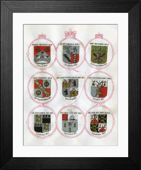 Framed Print : Loose page from a scrapbook of crests and heraldry Framed Print : Loose page from a scrapbook of crests and heraldry