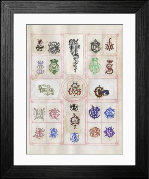 Framed Print : Loose page from a scrapbook of crests and heraldry Framed Print : Loose page from a scrapbook of crests and heraldry