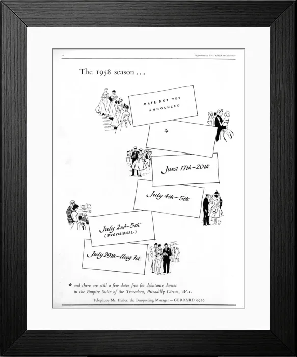 Framed Print : Trocadero advertisement during London Season, 1958 Framed Print : Trocadero advertisement during London Season, 1958