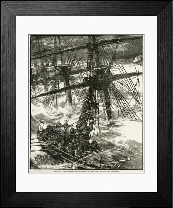Framed Print : Resue of the crew of the Benvenue 1891