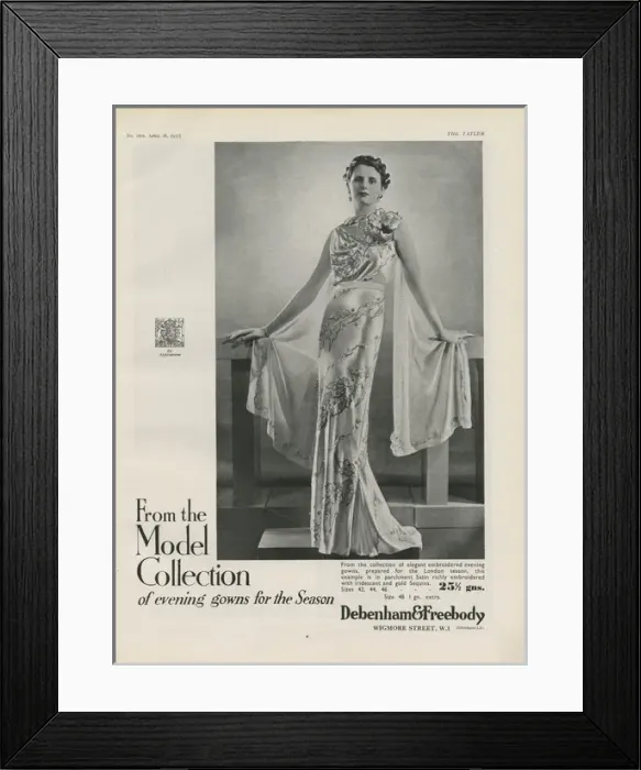 Framed Print : Debenham and Freebody advert, gowns for the Season Framed Print : Debenham and Freebody advert, gowns for the Season