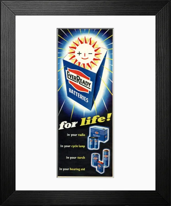 Framed Print : Advertisement, Ever Ready Batteries Framed Print : Advertisement, Ever Ready Batteries