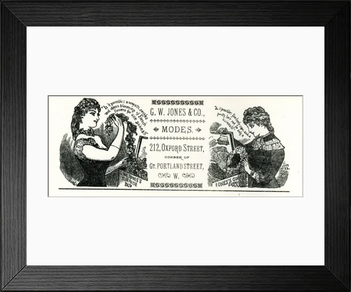 Framed Print : Advertisement, G W Jones & Co Modes Framed Print : Advertisement, G W Jones & Co Modes
