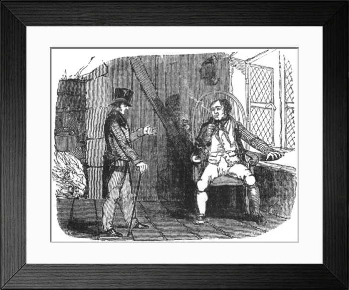 Framed Print : Gentlemen talking and smoking, c. 1800 Framed Print : Gentlemen talking and smoking, c. 1800