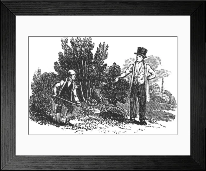 Framed Print : Gentleman instructing gardener, c. 1800 Framed Print : Gentleman instructing gardener, c. 1800