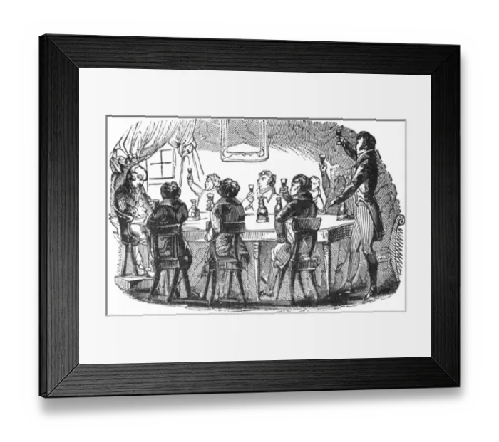 Framed Print : Gentlemen toasting round dinner table, c. 1800 Framed Print : Gentlemen toasting round dinner table, c. 1800
