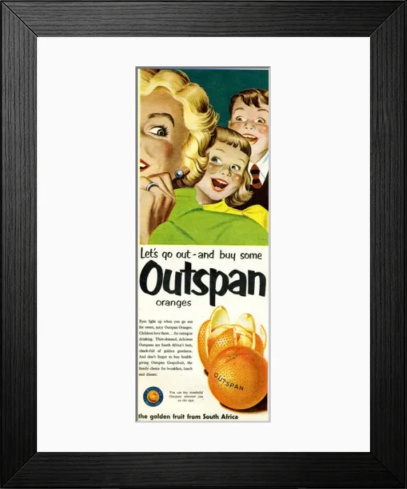 Framed Print : Advertisement, Outspan Oranges Framed Print : Advertisement, Outspan Oranges