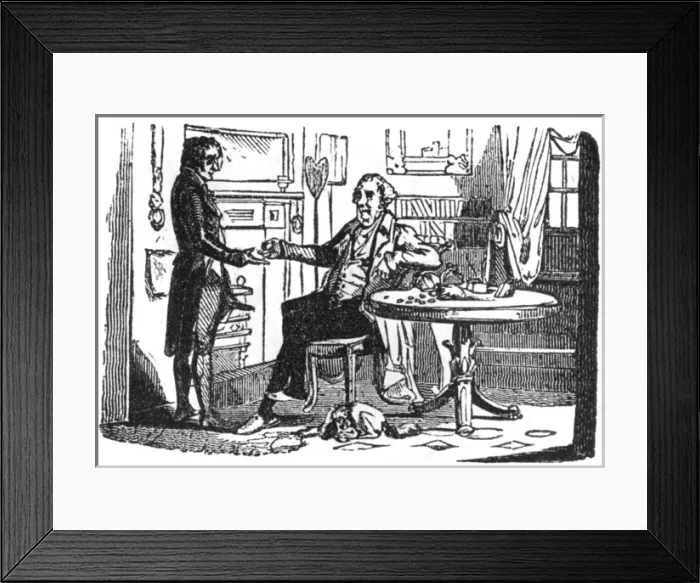 Framed Print : Gentleman paying a tradesman or servant, c1800 Framed Print : Gentleman paying a tradesman or servant, c1800