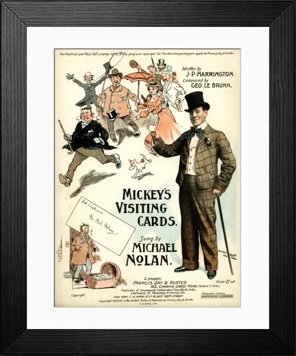 Framed Print : Music cover, Mickeys Visiting Cards sung by Michael Nolan Framed Print : Music cover, Mickeys Visiting Cards sung by Michael Nolan