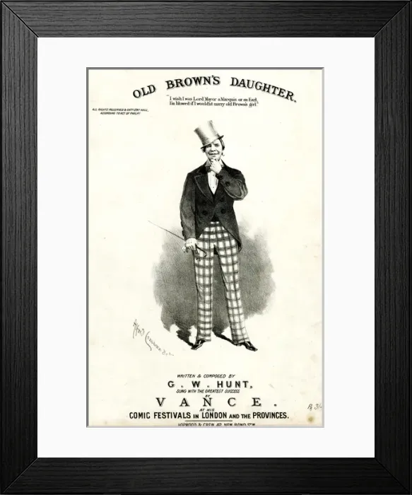 Framed Print : Music cover, Old Browns Daughter sung by Vance Framed Print : Music cover, Old Browns Daughter sung by Vance