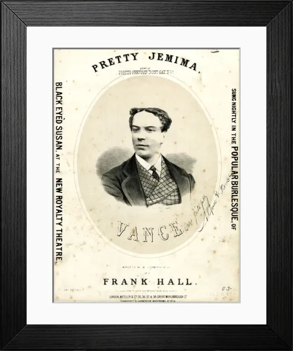 Framed Print : Music cover, Pretty Jemima sung by Vance Framed Print : Music cover, Pretty Jemima sung by Vance