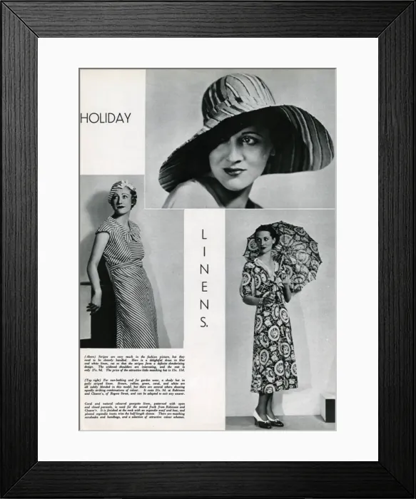 Framed Print : Holiday clothing 1933 Framed Print : Holiday clothing 1933