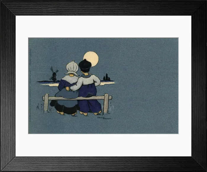 Framed Print : Dutch boy and girl in blue Framed Print : Dutch boy and girl in blue