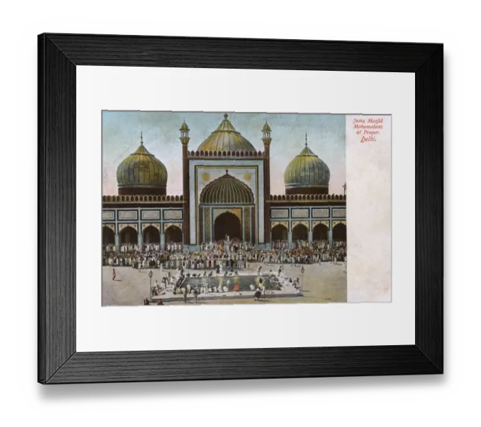 Framed Print : Muslims at prayer at the Masjid-i Jahan-Numa, Delhi, India Framed Print : Muslims at prayer at the Masjid-i Jahan-Numa, Delhi, India