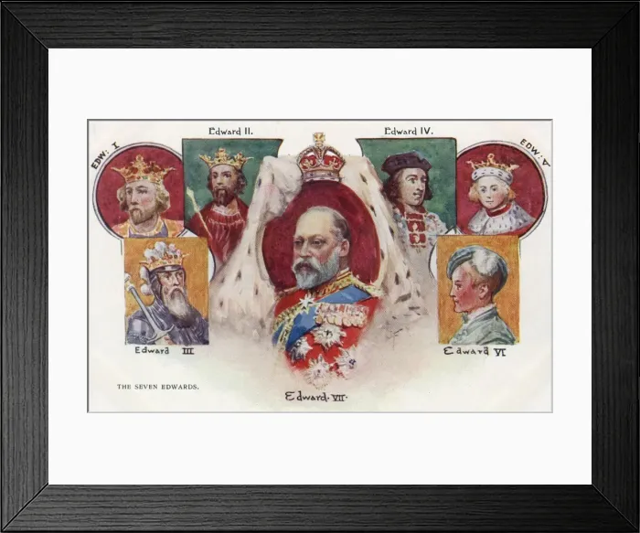 Framed Print : The Seven English / British King Edward - Coronation souvenir Framed Print : The Seven English / British King Edward - Coronation souvenir
