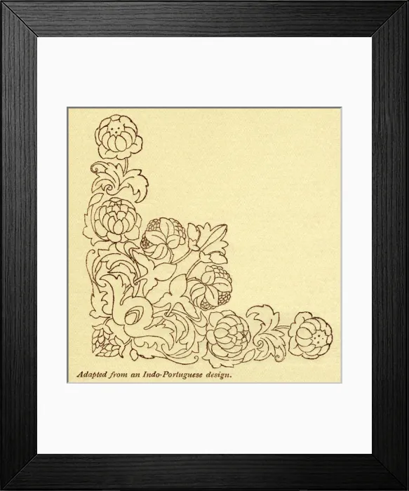 Framed Print : Needlework pattern in outline Framed Print : Needlework pattern in outline