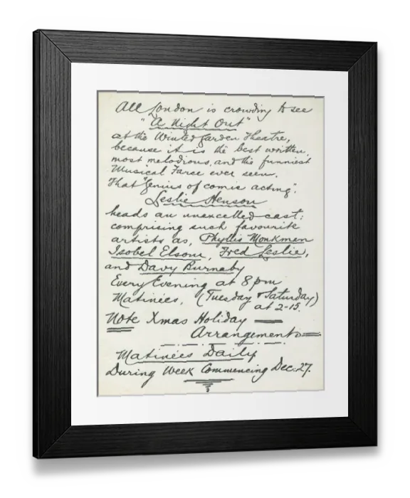 Framed Print : A Night Out by George Grossmith and Arthur Miller Framed Print : A Night Out by George Grossmith and Arthur Miller
