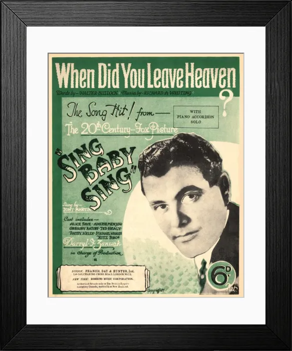 Framed Print : When did you leave heaven? - Music Sheet Cover Framed Print : When did you leave heaven? - Music Sheet Cover