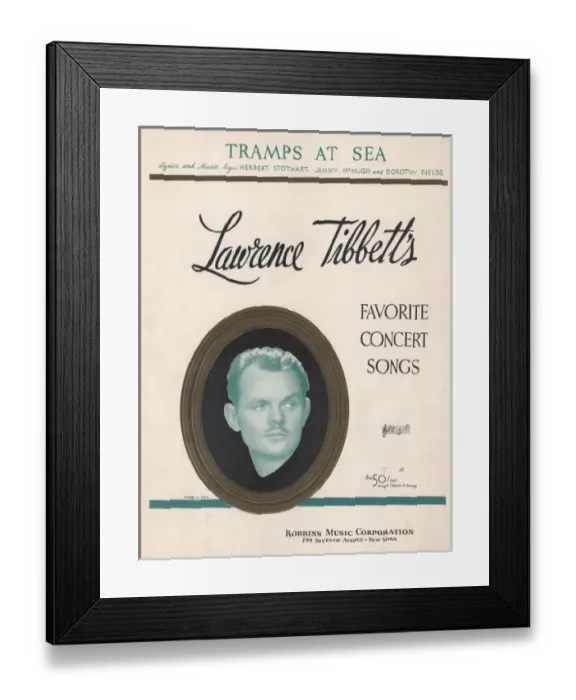 Framed Print : Tramps at sea by Lawrence Tibbett - Music Sheet Cover Framed Print : Tramps at sea by Lawrence Tibbett - Music Sheet Cover
