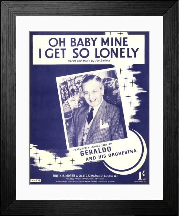 Framed Print : Oh Baby mine I get so lonely - Music Sheet Cover Framed Print : Oh Baby mine I get so lonely - Music Sheet Cover
