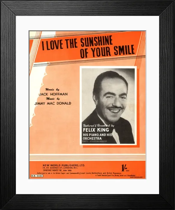 Framed Print : I love the sunshine on your smile - Music Sheet Cover Framed Print : I love the sunshine on your smile - Music Sheet Cover