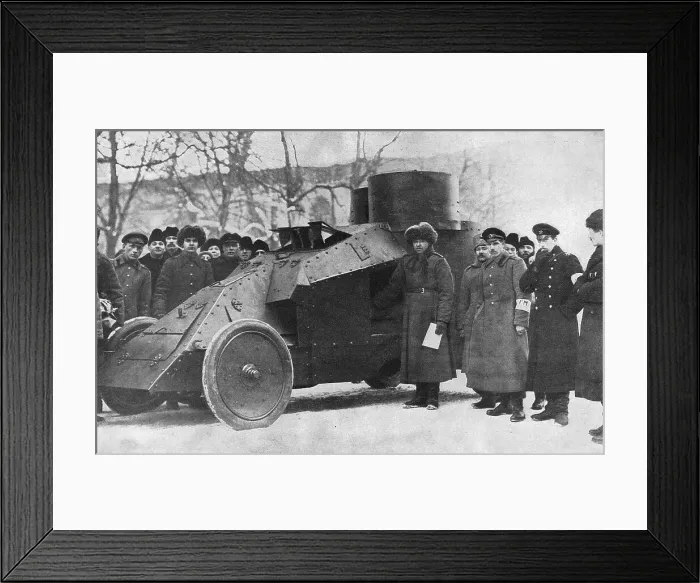 Framed Print : City militia with armoured car, Petrograd, Russia Framed Print : City militia with armoured car, Petrograd, Russia