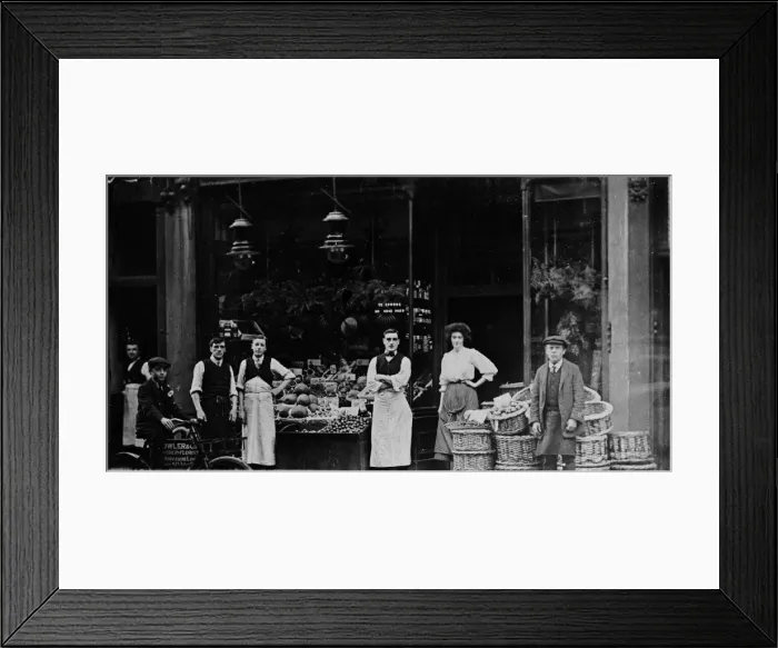 Framed Print : Staff of Fowlers, 56 Marylebone Lane, London Framed Print : Staff of Fowlers, 56 Marylebone Lane, London