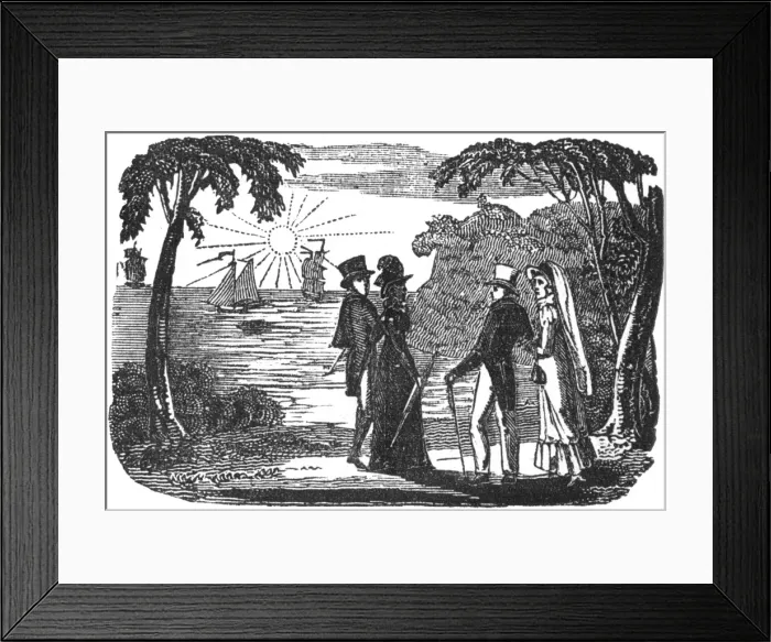 Framed Print : People watching a sunset, c. 1800 Framed Print : People watching a sunset, c. 1800