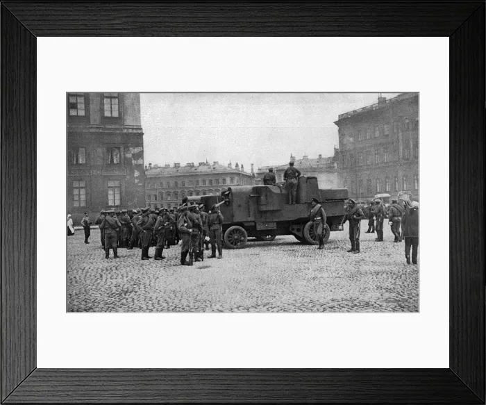 Framed Print : Armoured car in St Isaacs Square, Petrograd, Russia Framed Print : Armoured car in St Isaacs Square, Petrograd, Russia