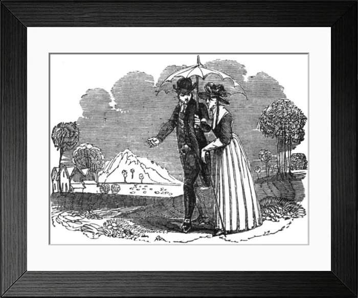Framed Print : Couple with parasol, c. 1800 Framed Print : Couple with parasol, c. 1800