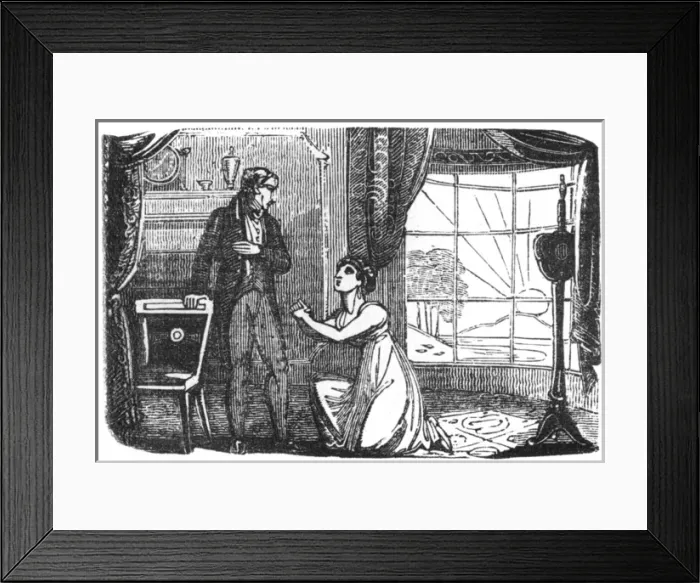 Framed Print : Lady pleading with gentleman, c. 1800 Framed Print : Lady pleading with gentleman, c. 1800
