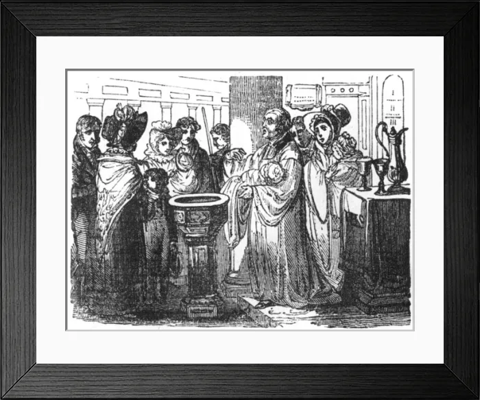 Framed Print : Baptism of an infant, c. 1800 Framed Print : Baptism of an infant, c. 1800