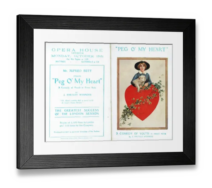 Framed Print : Peg O My Heart by J Hartley Manners Framed Print : Peg O My Heart by J Hartley Manners
