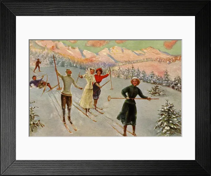Framed Print : Skiers in the Alps Framed Print : Skiers in the Alps