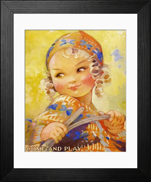 Framed Print : Young girl with a hoop Framed Print : Young girl with a hoop