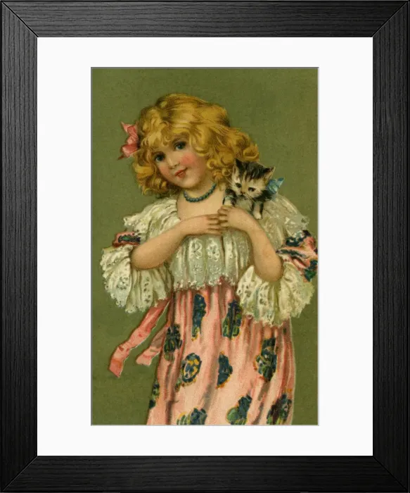 Framed Print : Girl with a kitten Framed Print : Girl with a kitten