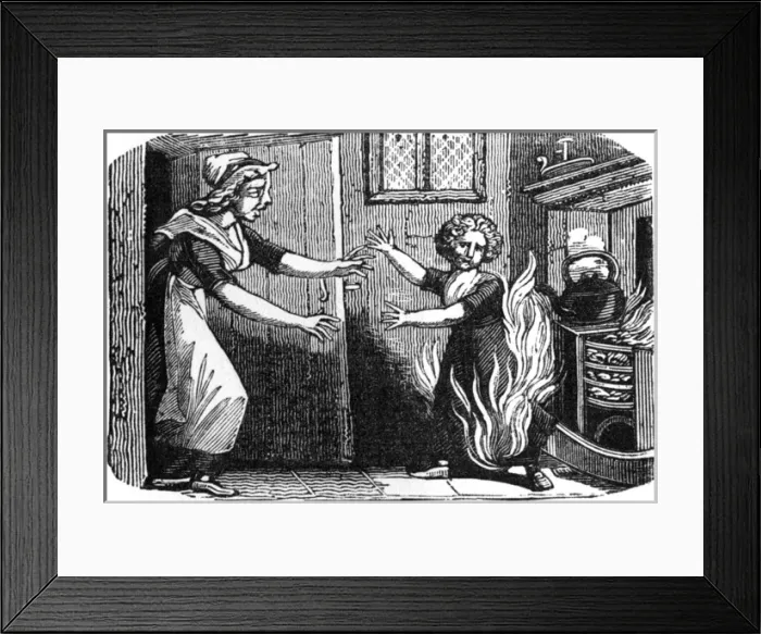 Framed Print : Child who played with fire, c. 1800 Framed Print : Child who played with fire, c. 1800