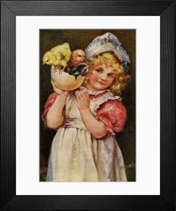 Framed Print : Girl bearing Easter gifts Framed Print : Girl bearing Easter gifts
