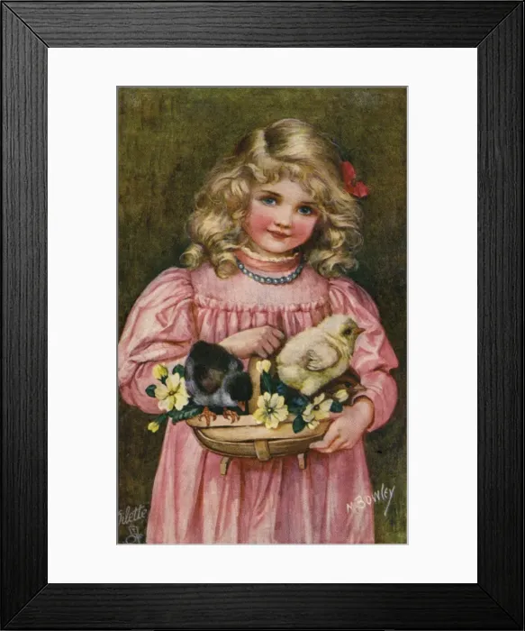 Framed Print : Girl bearing Easter gifts Framed Print : Girl bearing Easter gifts