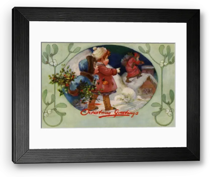 Framed Print : Santa delivering gifts Framed Print : Santa delivering gifts