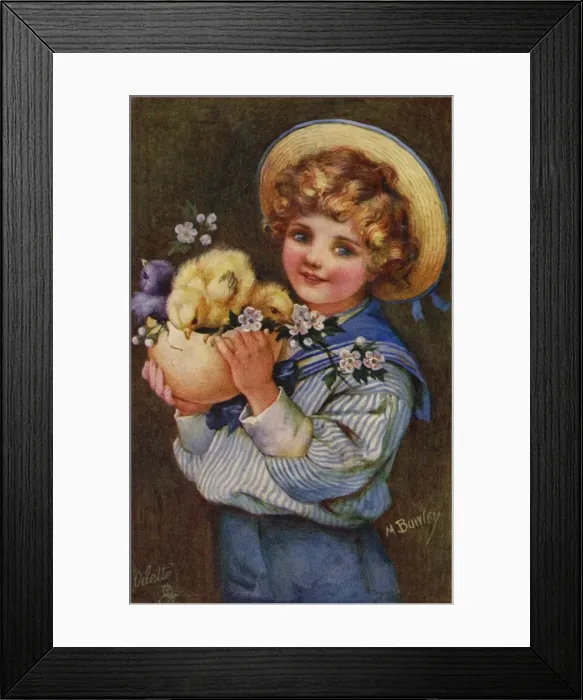 Framed Print : Boy bearing Easter gifts Framed Print : Boy bearing Easter gifts