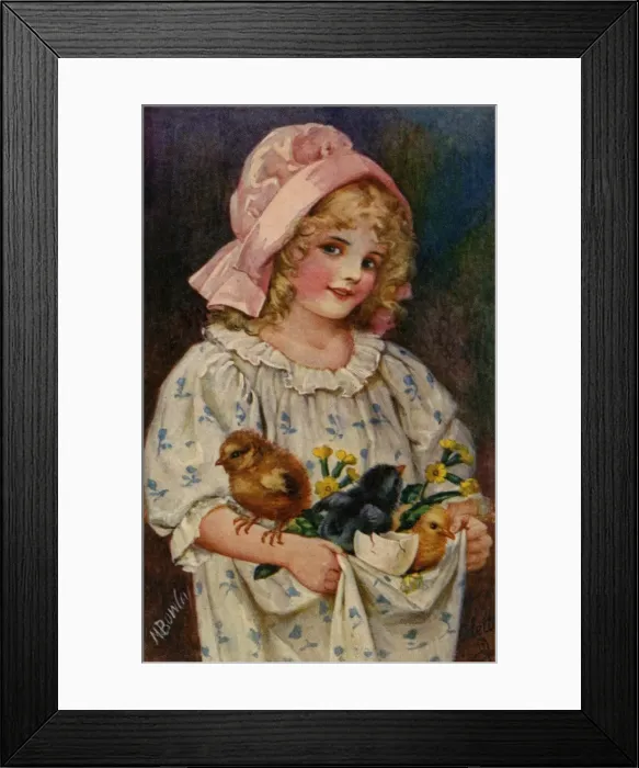 Framed Print : Girl bearing Easter gifts Framed Print : Girl bearing Easter gifts
