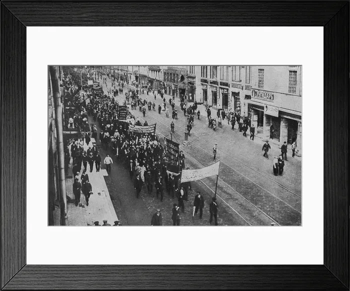 Framed Print : Political parade with banners in a Russian street Framed Print : Political parade with banners in a Russian street